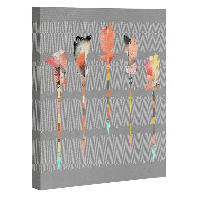 Iveta Abolina Gray Pastel Feathers Art Canvas 8" x 10" - Deny Designs