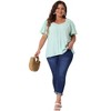 Agnes Orinda Women's Plus Size Ruffle Sleeve V Neck Smocked Shoulder Chiffon Summer Blouses - 3 of 4