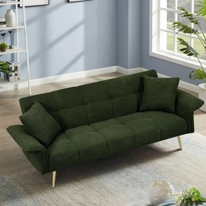 Sapphtopaz 70.1" Couches for Living Room 2 Seater Futon Sofa Bed with Folding Armrest,Convertible Sleeper Sofa with Throw Pillow for Bedroom - 1 of 4