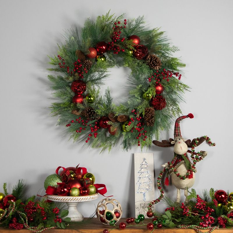 Northlight Real Touch™ Berries, Pinecones and Ornaments Artificial Christmas Wreath - 36" - Unlit, 3 of 10