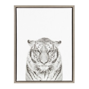 18" x 24" Sylvie Tiger Portrait Framed Canvas by Simon Te Tai Gray - Kate and Laurel - 1 of 4