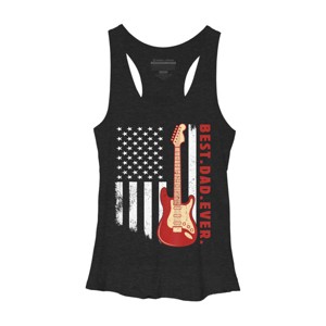 Women's Design By Humans Best Dad Ever Guitar and Flag By MINHMINH Racerback Tank Top - 1 of 2