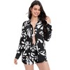 Womens 2 Piece Sets Long Sleeve Lightweight Button Down Shirts with Shorts Lightweight Crinkled Cooling Fabric Sets - 2 of 4