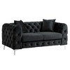 Contemporary 62" with Deep Button Tufting Dutch Velvet Solid Wood Frame and Iron Legs-Morden Fort - 2 of 4