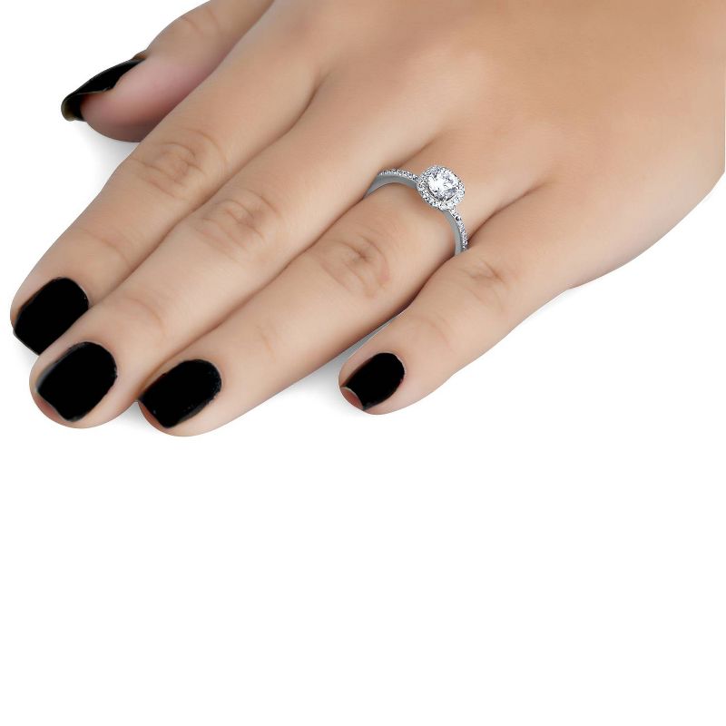 Pompeii3 1ct Diamond Engagement Ring Cushion Halo 14K White Gold, 3 of 5