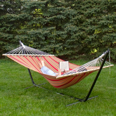 Northlight 58.75" x 75" Striped Poly Hammock - Red/Pink