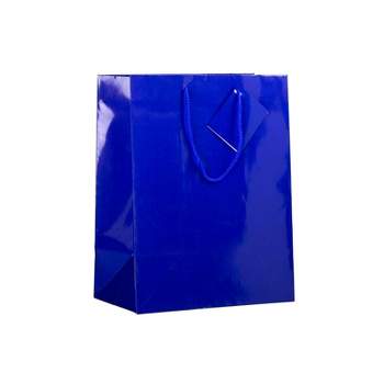 JAM PAPER Glossy Gift Bags with Rope Handles Large 10 x 13 Blue 3 Bags/Pack (673GLBUB)