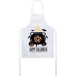 Happy Halloween Witch's Cauldron White Apron - 1 of 2