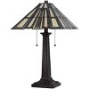 Cal Lighting BO-3100TB 60W X 2 Metal and Resin Tiffany Table Lamp with Pull Chains, Dark Bronze - 2 of 4