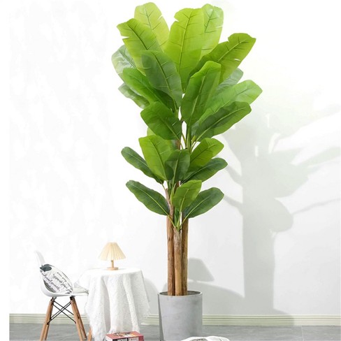 Artificial Banana Tree,Fake Banana Tree with 10 Large Leaves and Natural Bark,Free Maintenance,Greenery Potted Plant for Home Office Decor - image 1 of 4