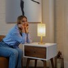 Modern Classic Oak Desk Lamp – Natural Paper-Rattan Weave Shade, 110–120V Plug-In European-Style Light for Living Room, Bedroom or Study - 4 of 4