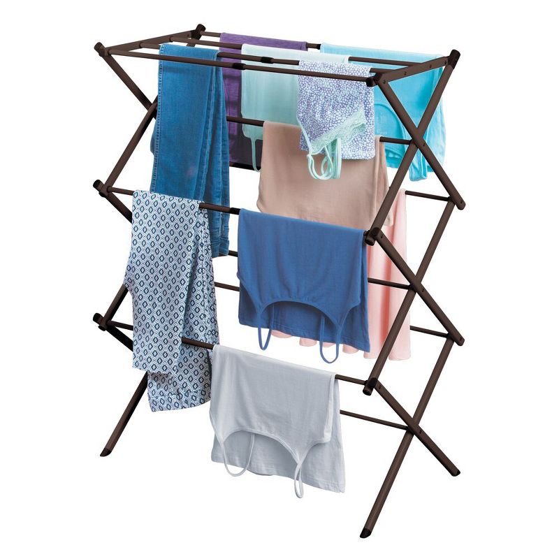mDesign Foldable Accordion Clothes Drying Rack, Bronze, 5 of 8