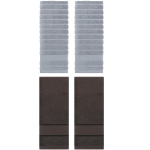 REGALWOVEN 4 Pcs Cotton Quick Drying Soft Striped Hand Towel 14" x 30" - 1 of 4
