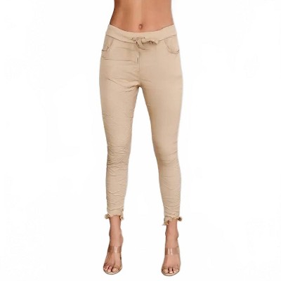 Women's Fringe Hem Satin Crinkle Joggers - Venti6