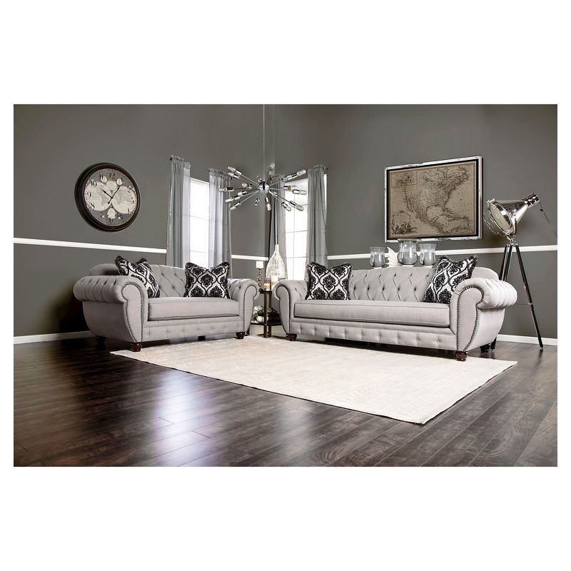 2pc Livingston Victorian Style Sofa and Loveseat Gray - Furniture Of America, 6 of 8