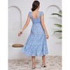 BLUEMING Maternity Dress Summer Ruffled Highwaist Dress with Mini Cap Sleeve Shirred A-Line Midi Dress Floral Sundress - 4 of 4