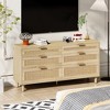 CAVINAS 59" Rattan Dresser with 6 Drawers for Bedroom,Modern Drawers with Metal Pulls for Kids Room,Living Room,Entry and Hallway,Natural - 2 of 4