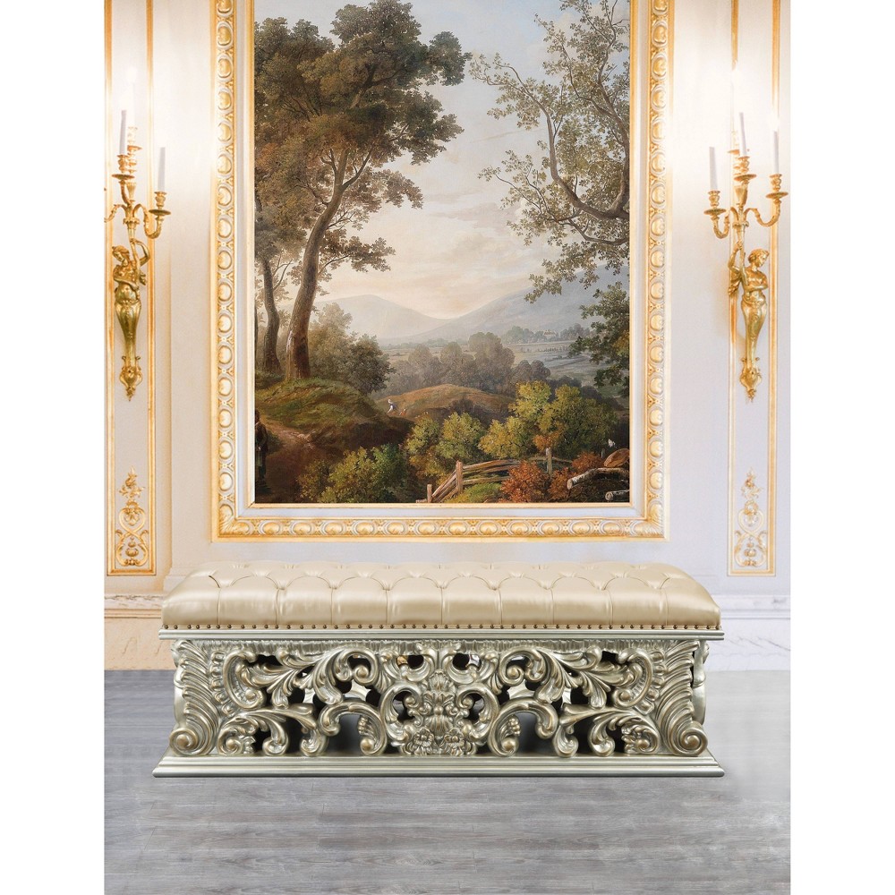 Photos - Pouffe / Bench 66" Sorina Ottoman and Bench Antique Gold Finish - Acme Furniture