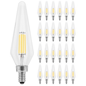 Luxrite E12 Candelabra LED Light Bulbs 4.5W=60W Equivalent, 4000K Cool White, Dimmable, 500 Lumens, HX10.5 Glass, UL Certified 24 Pack - 1 of 4