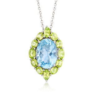 Ross-Simons 6.25 Carat Blue Topaz and 2.00 ct. t.w. Peridot Pendant Necklace in Sterling Silver Size 18 - 1 of 3