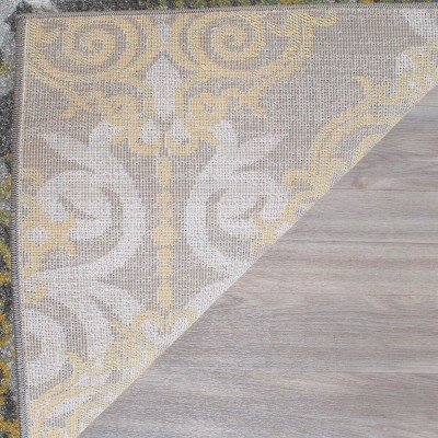 Gray and Ivory High Pile Synthetic Area Rug