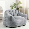 Angel Sar Faux Fur Gray Bean Bag Chairs for Adults with Armrests, Shell-Shaped Bean Bag Chairs for Kids with Stuffed High-Density Foam - 2 of 4