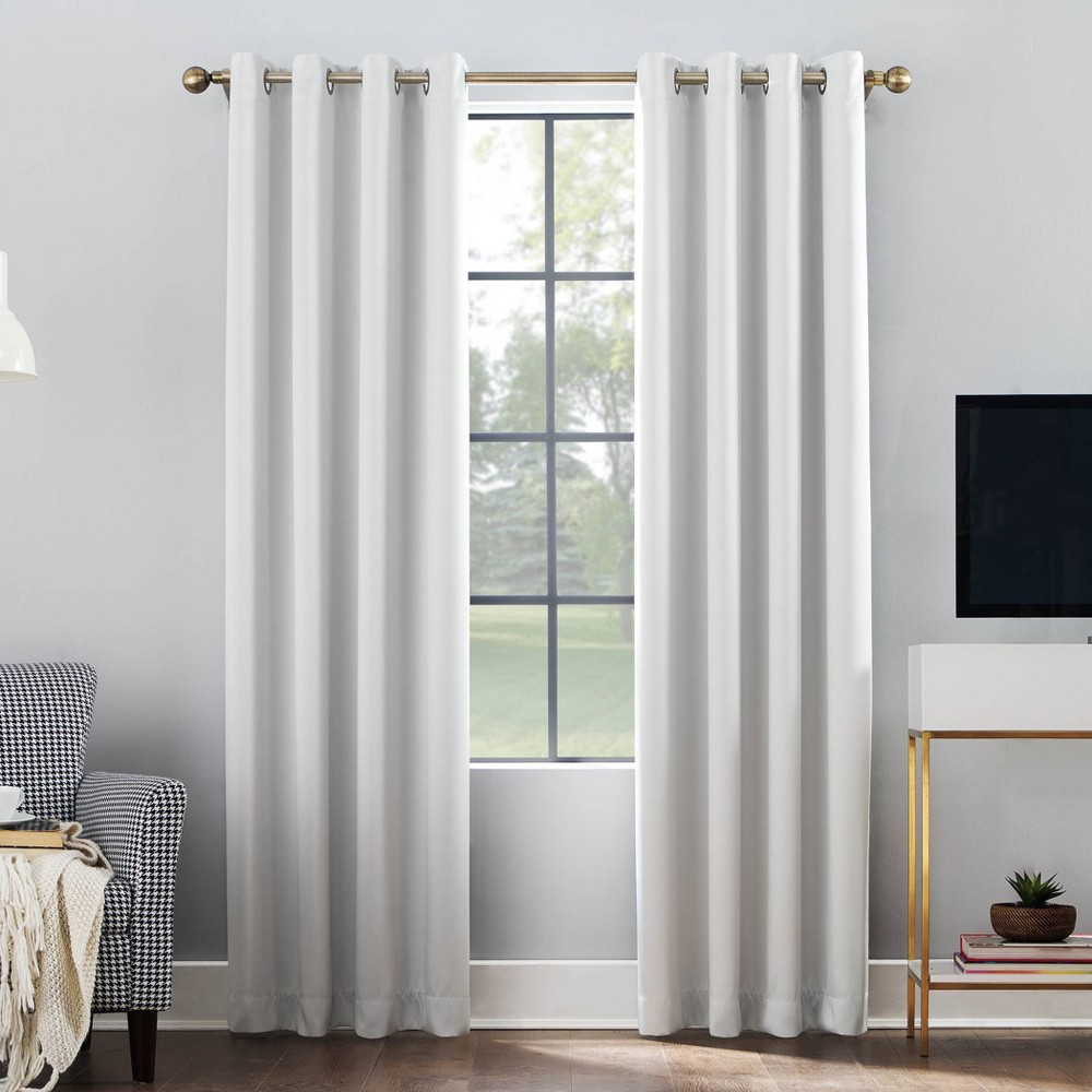 Photos - Curtain Rod / Track 52"x84" Sun Zero 100 Blackout Oslo Theater Grade Grommet Curtain Panel Pearl: Noise Reduction, Energy Efficient