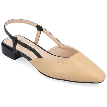 Journee Collection Womens Paislee Sling Back Block Heel Square Toe Flats