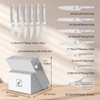imarku Knife Set, Sharp Knife Set with Block and Sharpener, Stainless Steel Kitchen Knife Set with Non-Slip Ergonomic Handle, Gray-White, 14pcs - 2 of 4