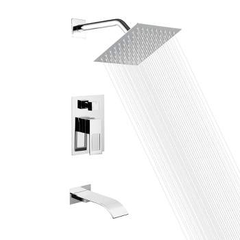 Sumerain Shower Wall Mount Tub and Shower Faucet Set Chrome,  Anti-scalding Pressure Balance Valve