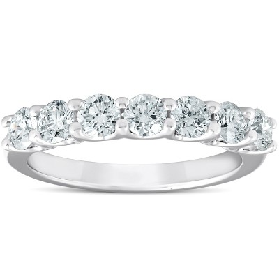 Pompeii3 1 Ct Diamond Wedding Ring 7-Stone U Prong Anniversary Band 14k White Gold