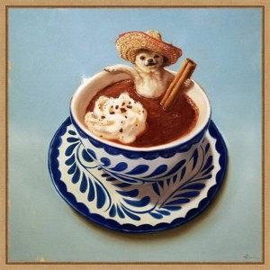 16" x 16" Mexican Hot Chocolate Dog by Lucia Heffernan Framed Wall Canvas - Amanti Art: Animal Relaxation Artwork - 1 of 4
