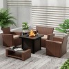WestinTrends 4 Piece Conversation Outdoor Patio Sofa Set with Square Fire Pit Table - 2 of 4