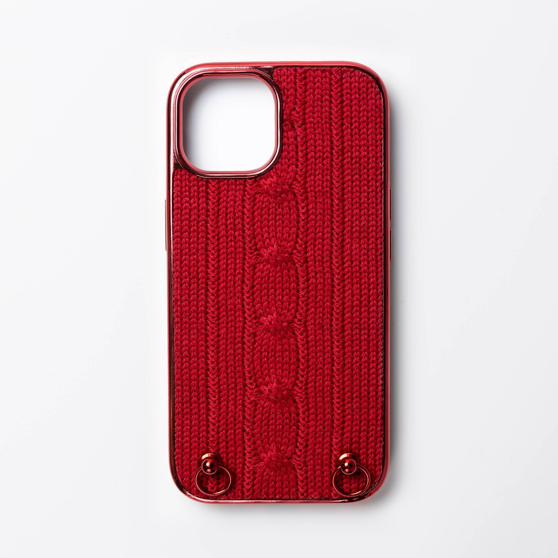 Hello Lux iPhone 16e/15/14/13 Phone Case - Red Metallic Knit Sweater