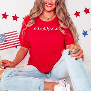 Simply Sage Market America Cursive Short Sleeve Tee - 1 of 4