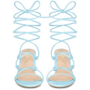 Allegra K Women's Lace Up Open Toe Stiletto Heel Sandals - 1 of 4