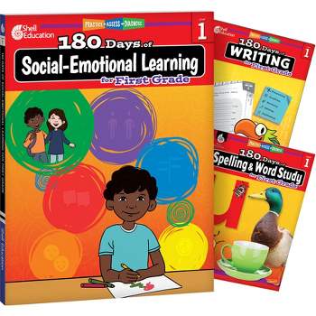 Shell Education 180 Days Social-Emotional Learning, Writing, & Spelling Grade 1: 3-Book Set
