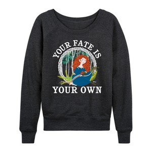 Women's - Disney - Merida Your Fate Is Your Own Lightweight French Terry Wide Neck Long Sleeve Shirt - 1 of 4