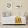 Twin Daybed w/ Trundle, Metal Twin Size Daybed w/Pullout Trundle 6 Casters, Steel Slat Support Sofa Bed for Living Room - 3 of 4