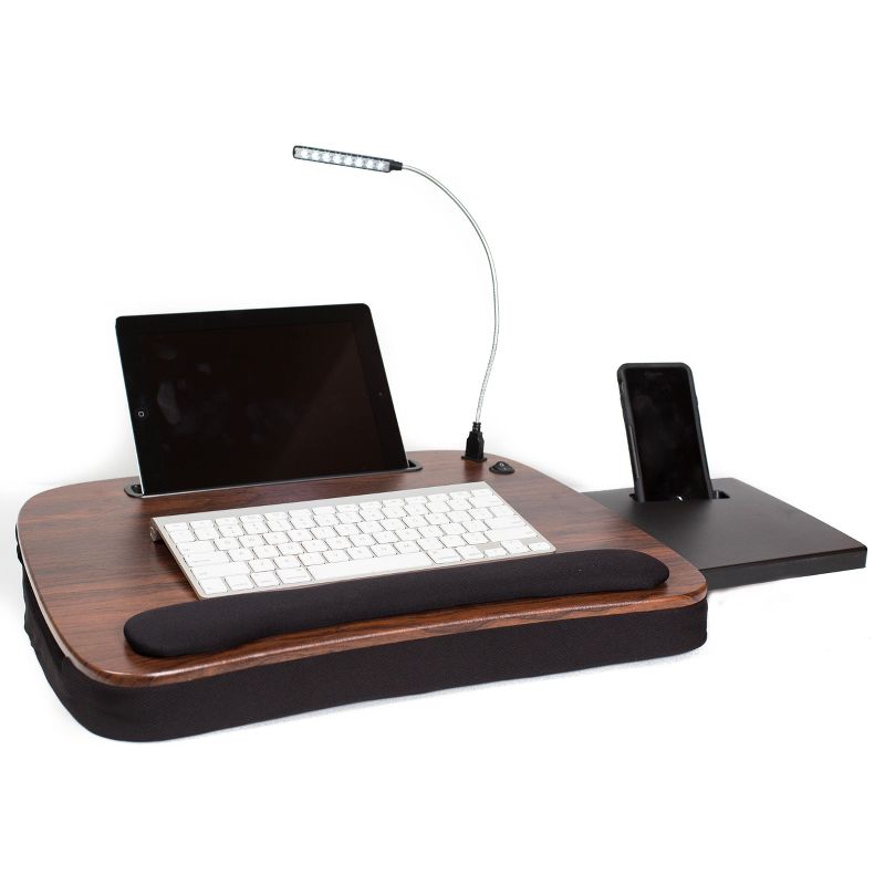 Sofia + Sam Multi Tasking Memory Foam Lap Desk with USB Light ( Brown Wood Top), 4 of 10