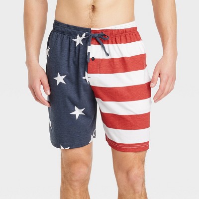 Men's Americana Flag Pajama Shorts - Navy Blue