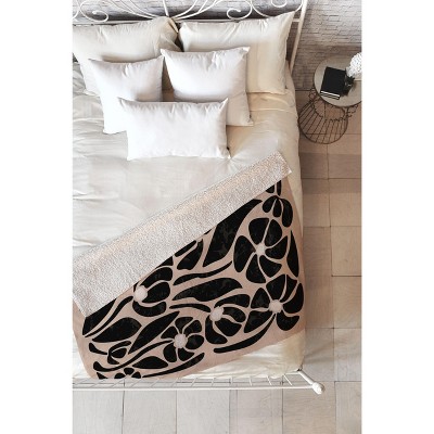 DorisciciArt Mid Century Modern Floral F 60" x 50" Fleece Throw Blanket - Deny Designs