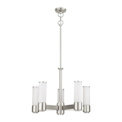 Brushed Nickel Rustic Chandelier with Hand Blown Glass