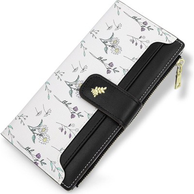 FATMOON Wallet for Women - Cute Long Flower Wallet, Lightweight, & Easy-Use ID Window Cash Purse Multi-Functional Design for Daily Use & Travel