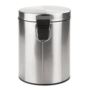 iDESIGN 5L Steel Step Can with Bucket Insert for Bathroom Kitchen Office Brushed - 1 of 4