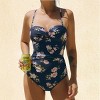 Women's Floral Print Front Knot Back Strappy One-Piece Swimsuit - Cupshe - 2 of 4