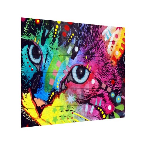 Trademark Fine Art - Dean Russo 'Thinking Cat Crowned' Wood Slat Art - image 1 of 4