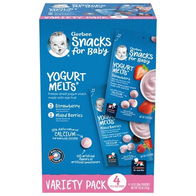Gerber Yogurt Melts 4pk Strawberry & Mixed Berries Freeze-Dried Snacks Variety Pack - 4oz