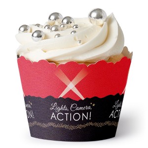 Big Dot of Happiness Red Carpet - Movie Night Party Decorations - Party Cupcake Wrappers - Set of 12 - 1 of 4