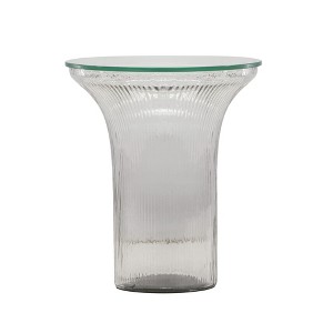 Cassandra Glass Flared Side Table Clear 13"W x 13"D x 15"H - 1 of 4